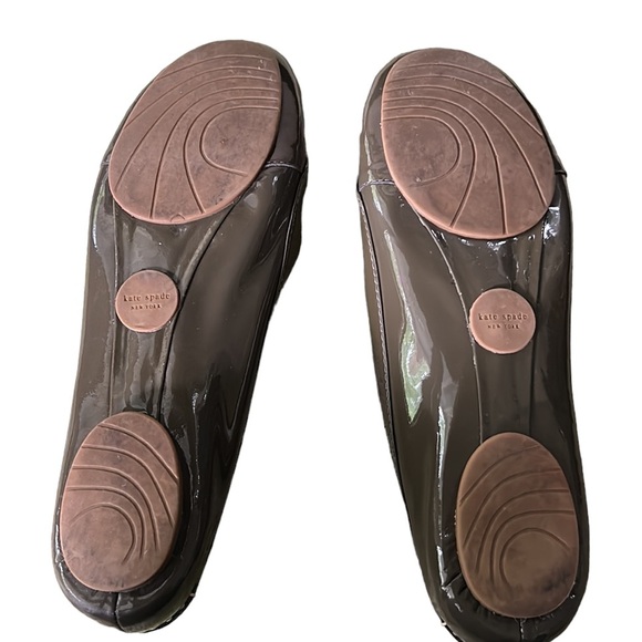 Kate Spade Lacey Olive Green Patent Leather Velvet Bow Ballet Flats Loafers  9.5 - Picture 11 of 14